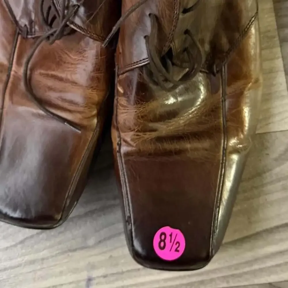 Vintage KG Brown Leather Square Toe Oxford Dress Shoes